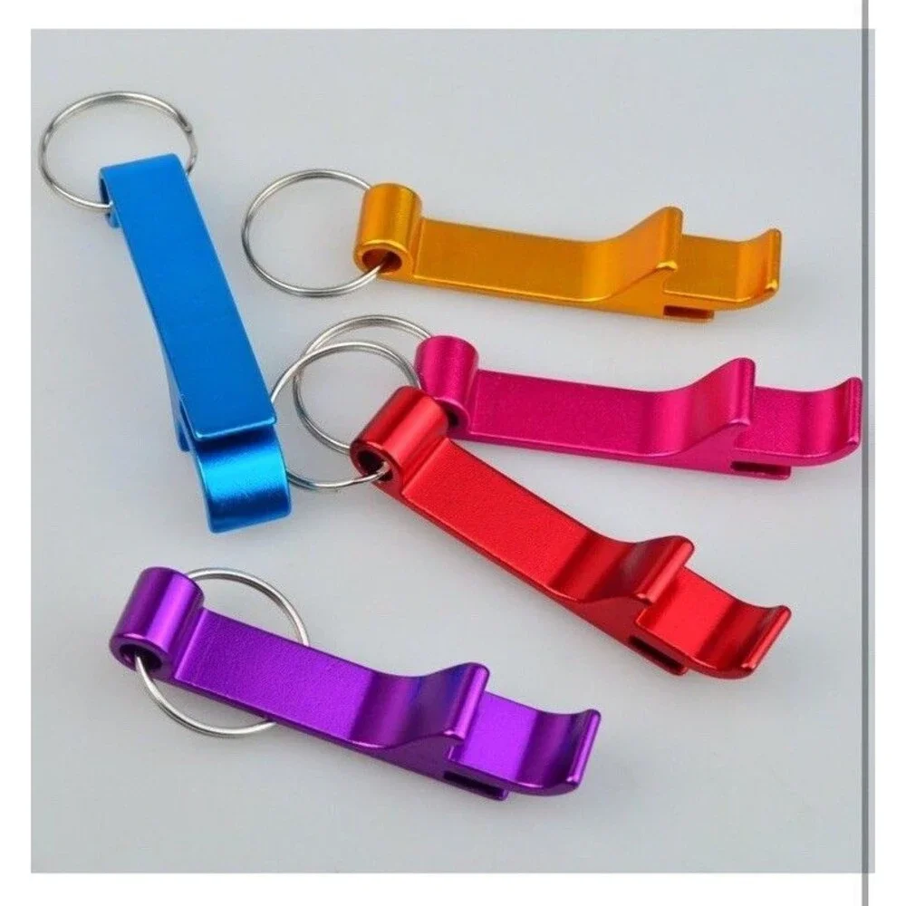 16 pcs 8 Colored Metal Bottle Opener Split Key Ring Chain Keychain Bulk Alumi...